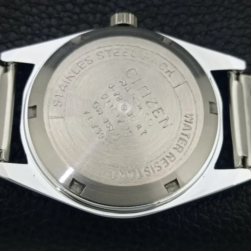 Vintage 1989 Citizen Automatic Mens Silver Watch W/daydate & Blue accents